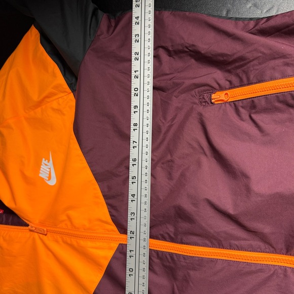 Nike Windrunner Hooded Jacket Orange Burgundy Black Colorblock Zip Up Mens XL - Picture 6 of 7